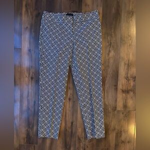 Talbots Hampshire Pants 10 Black White Geometric Stretch Career Work